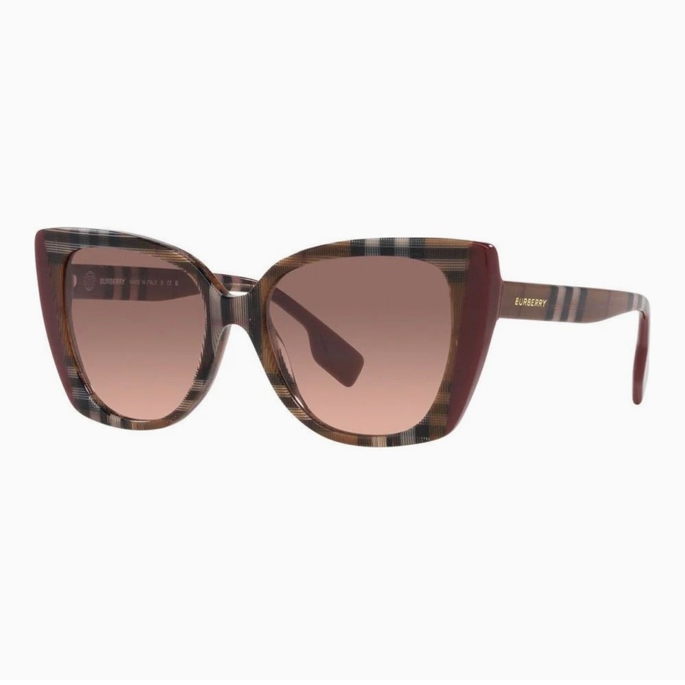 Burberry BE4393 MERYL NIB Sunglasses Check Bordeaux Gradient Women